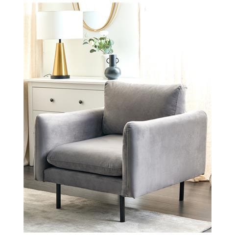 Poltrona Velluto Grigio Vinterbro - Foto 1