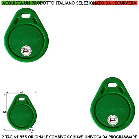 Chiavi Di Prossimità Combivox 2 Tag 61.955 Preimpostata Controllo Ingressi Dedicati Codice Univoco Da Programmare Port - Foto 1
