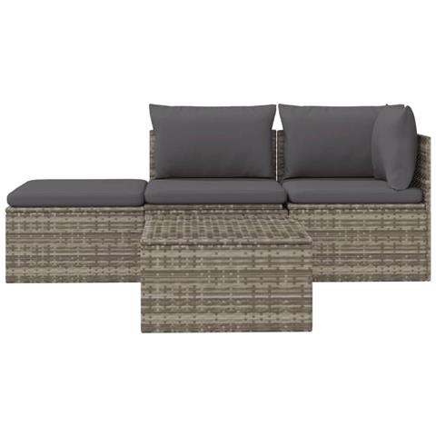 Set Divani da Giardino 4 pz con Cuscini in Polyrattan Grigio - Foto 2