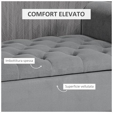 Panca Fondo Letto In Tessuto Vellutato Con Spazio Portaoggetti E Braccioli, 126x48.5x57 Cm, Grigio - Foto 2