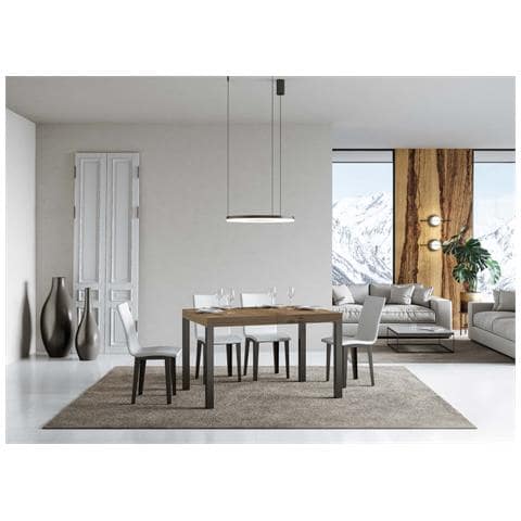 Tavolo Allungabile 90x140/244 Cm Everyday Premium Quercia Natura Telaio Antracite - Foto 4