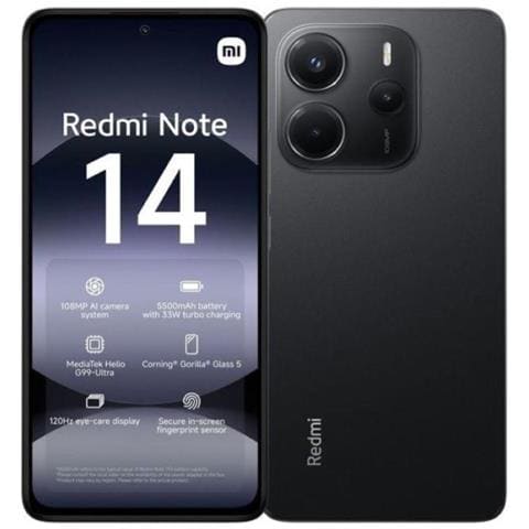 Redmi Note 14 4G 256GB 8GB Ram Display 6.67" Main Camera 108MP Dual SIM ibrida USB Typo-C Helio G99 Ultra 5500 mAh Midnight Black - Foto 1
