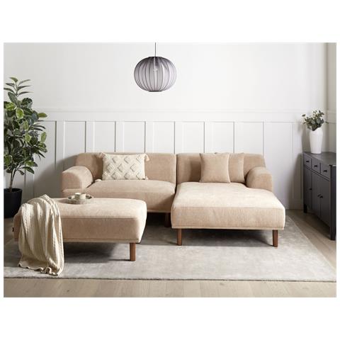 Divano Angolare Holt Tessuto Beige 3 Posti Lato Sinistro - Foto 1