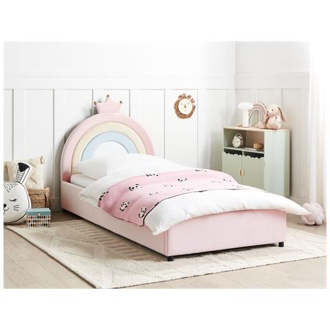 Letto Contenitore Per Bambini Corona Velluto Grisetot 90 X 200 Cm Con Contenitore Rosa - Foto 1