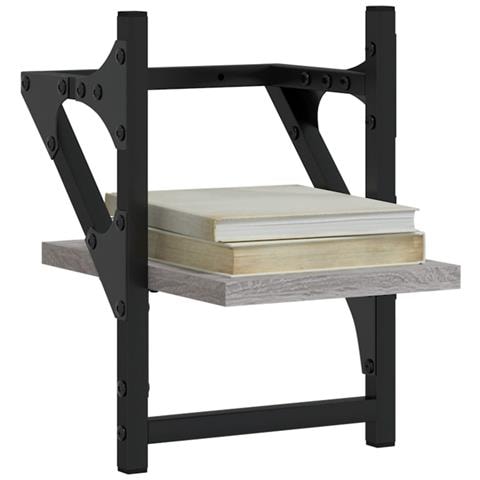 Mensole A Parete Con Aste 2pz Grigio Sonoma 20x25x30 Cm - Foto 3
