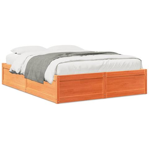 Letto Senza Materasso Marrone Cera 160x200 Cm In Legno Di Pino - Foto 2