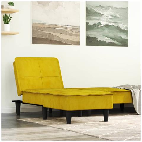 Chaise Longue In Velluto Giallo - Foto 1