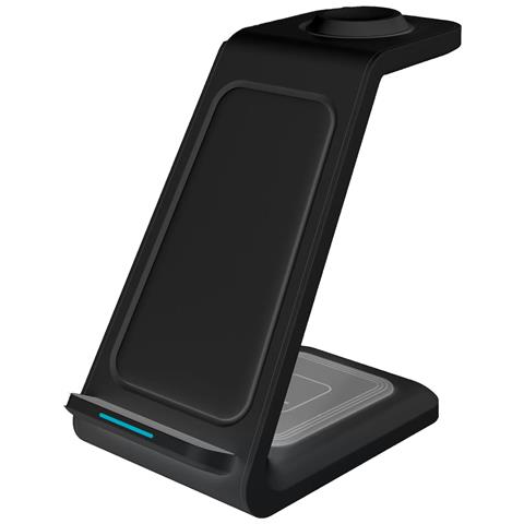 Stazione Di Ricarica 3 In 1 Da 15w. Base Di Ricarica Wireless Qi Per 2 Smartphone, Auricolari E Apple Watch. - Foto 5