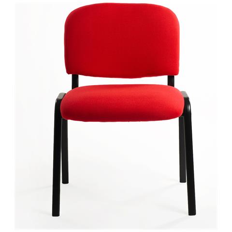 Set Di 6 Sedie Per Sala Attesa Ufficio Studio Conferenza Riunione Ospite Impilabili Imbottite In Tessuto Blu - Foto 2