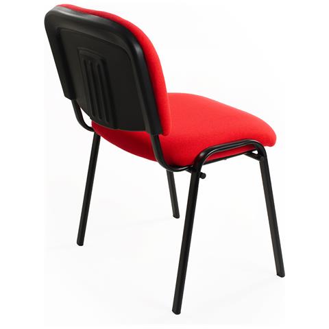 Set Di 6 Sedie Per Sala Attesa Ufficio Studio Conferenza Riunione Ospite Impilabili Imbottite In Tessuto Blu - Foto 3