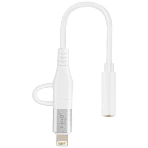 Adattatore Audio Jack 3,5mm Femmina A Lightning E Usb C Maschio, Bianco - Foto 2
