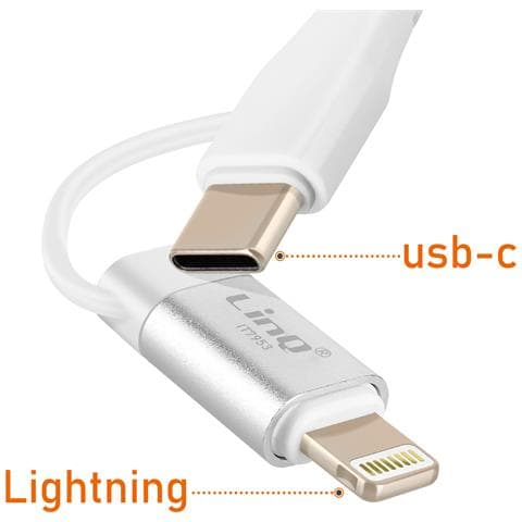 Adattatore Audio Jack 3,5mm Femmina A Lightning E Usb C Maschio, Bianco - Foto 5