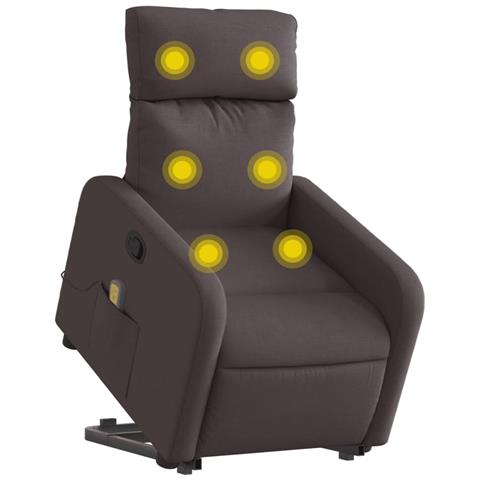 Lusso Casadino -  Poltrona Alzapersona Massaggi Reclinabile Marrone Scuro Tessuto - Foto 2