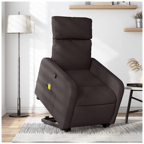 Lusso Casadino -  Poltrona Alzapersona Massaggi Reclinabile Marrone Scuro Tessuto - Foto 8