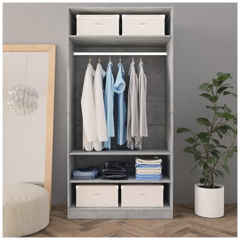 Lusso Casadino -  Armadio Grigio Cemento 100x50x200 Cm In Legno Multistrato - Foto 2