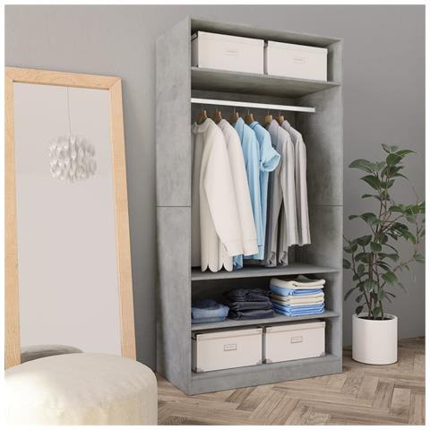 Lusso Casadino -  Armadio Grigio Cemento 100x50x200 Cm In Legno Multistrato - Foto 7
