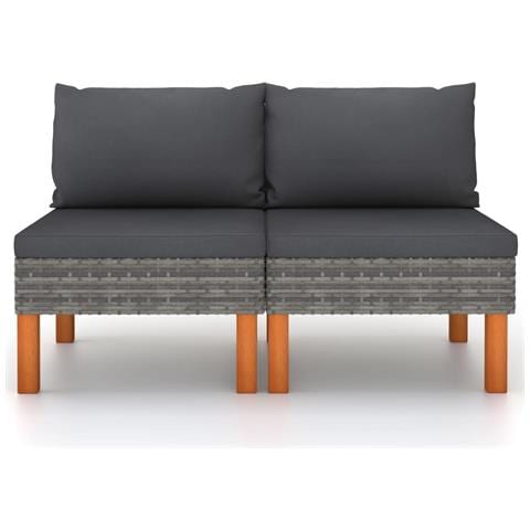 Lusso Casadino -  Divani Centrali 2 Pz Polyrattan E Legno Massello Di Eucalipto - Foto 1