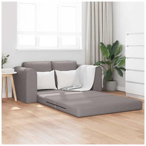 Divano Letto a Pavimento 2 in 1 Tortora 148x71x83 cm Tessuto - Foto 2