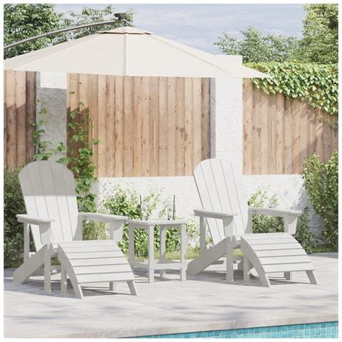 Set Lounge Giardino 3 Pezzi Bianco HDPE - Foto 2