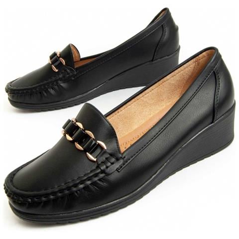 Mocassino Con Zeppa Moccavita Nero. - Foto 1