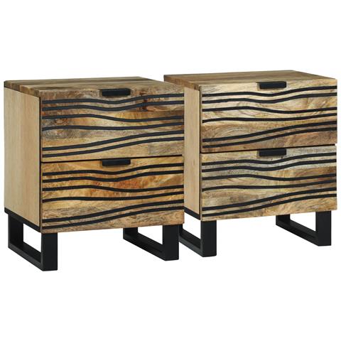 Armadietti da comodino 2 pz 40x33.5x46 cm Legno massello di mango e legno ingegnerizzato - Foto 1