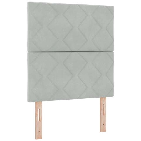 Testiera LED Geometrico Grigio chiaro 80 cm Velluto - Foto 1