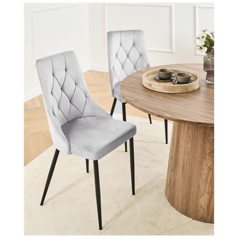 Set Di 2 Sedie Da Pranzo Avenir Velluto Grigio Chiaro - Foto 1