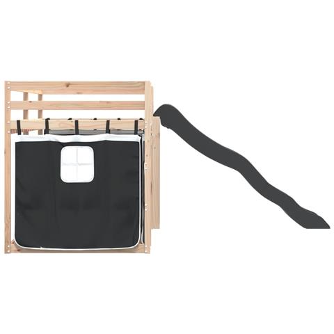 Letto a Castello con Scivolo e Tende Bianco e Nero 80x200 cm - Foto 9