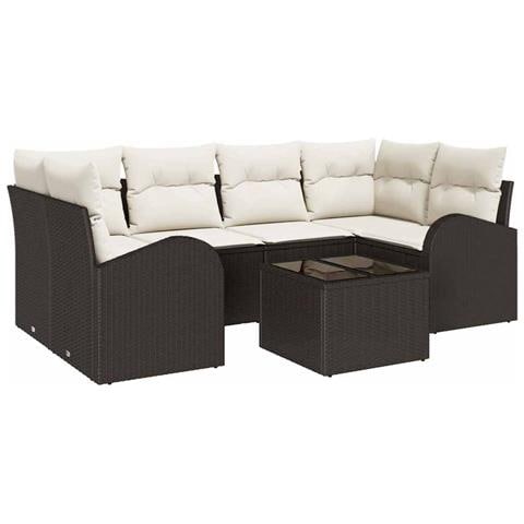 Set Divano da Giardino 7 pcs Marrone e Crema 55 x 55 x 37 cm - Foto 1