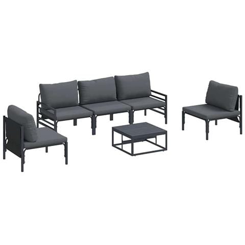 Set Divano da Giardino 6 pcs Antracite Acciaio - Foto 1