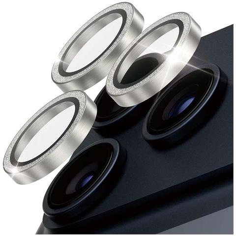 Vetro Protettivo Obiettivo Fotocamera Per Iphone 17 Pro E 17 Pro Max Glitter, Argento - Foto 1