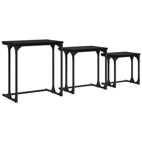 Tavolo da caffè nesting 3 pcs Rovere nero 50.5 x 35 x 53 cm - Foto 1