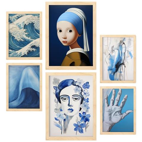 Set Di 6 Stampe Serenità Pacifica In Versatili Dipinti Decorativi Estetici Per Il Tuo Soggiorno A Casa A3 & A4 Telaio In Legno Chiaro - Foto 1