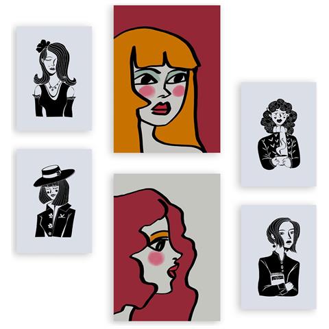 Set Di 6 Stampe Dipinti Decorativi Astratti Ed Estetici Di Bellezza Femminile Per Il Tuo Soggiorno, Camera Da Letto, Casa A3 & A4 Senza Cornice - Foto 1