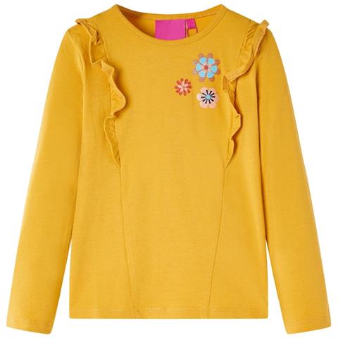 Maglietta da Bambina a Maniche Lunghe Ocra Scuro 128 - Foto 1