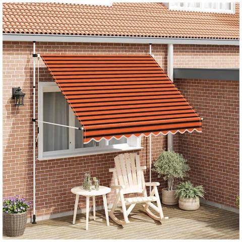 Tenda Da Sole Retrattile Manuale 250 Cm Arancione E Marrone - Foto 8
