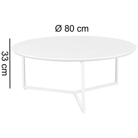 Tavolino da caffè Ø80 cm, bianco - Foto 1