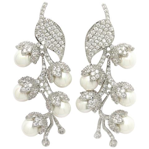 Collezione Diva Orecchini a Grappolo di Foglie in Zirconia Cubica - Foto 5