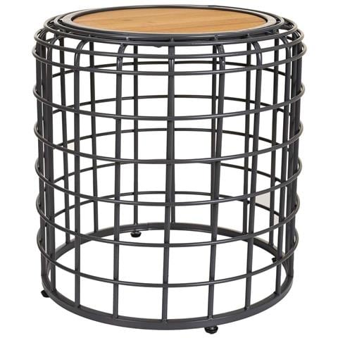 Tavolino In Metallo Nero E Legno 44x44x45h - Foto 1