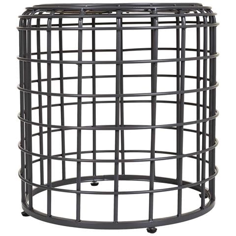 Tavolino In Metallo Nero E Legno 44x44x45h - Foto 2