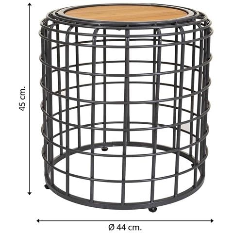 Tavolino In Metallo Nero E Legno 44x44x45h - Foto 6