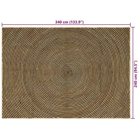 Tappeto Naturale e Nero 240 x 340 cm Juta - Foto 9