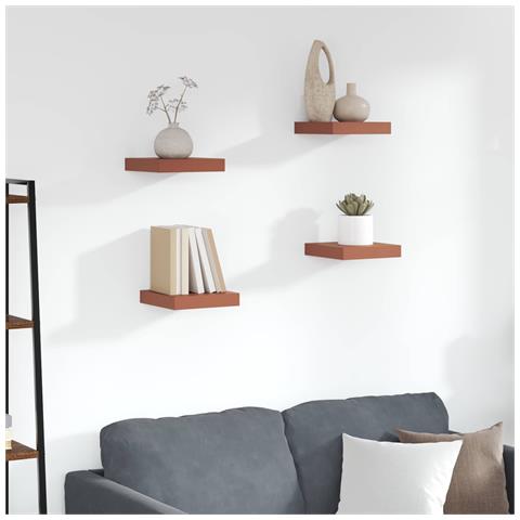 Scaffale da parete 4 pcs Rosso 23 x 23,5 x 4 cm - Foto 2
