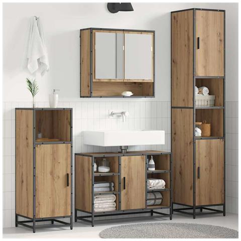 Set di mobili per il bagno con porta 3 pcs Rovere artigianale - Foto 2