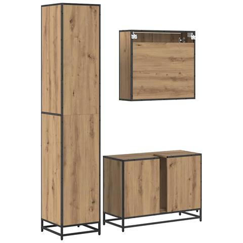Set di mobili per il bagno con porta 3 pcs Rovere artigianale - Foto 9