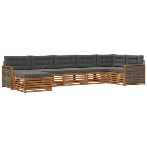 Set di divani da esterno con cuscino 7 pcs Naturale e Antracite - Foto 1