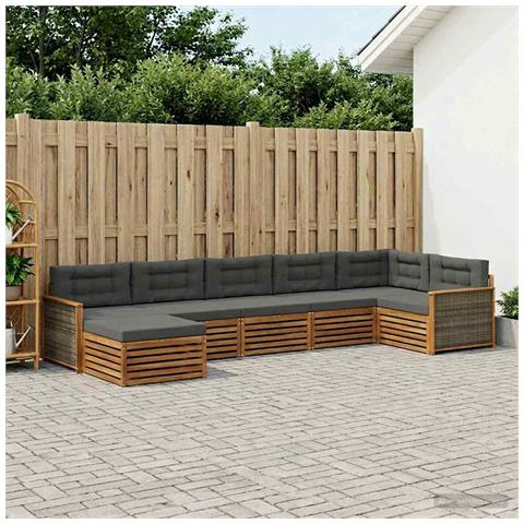 Set di divani da esterno con cuscino 7 pcs Naturale e Antracite - Foto 2