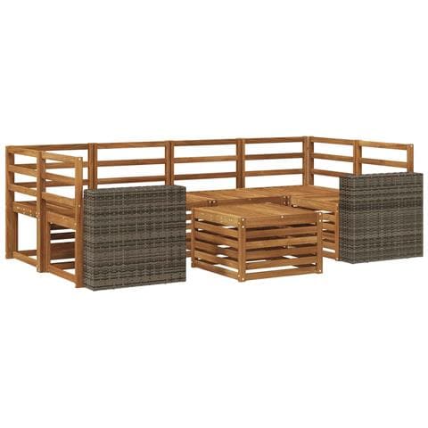 Set di divani da esterno 7 pcs Naturale - Foto 1