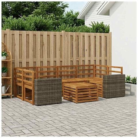 Set di divani da esterno 7 pcs Naturale - Foto 2