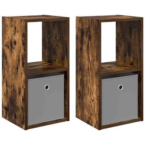 Comodino con cassetto 2 pcs Rovere fumé 30,5 x 27 x 59,5 cm - Foto 1